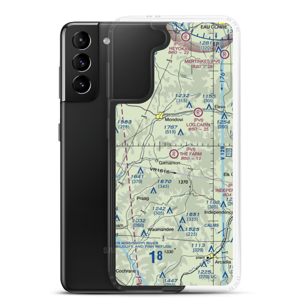 The Farm Airport (94WI) VFR Sectional Samsung Case Samsung Galaxy S21 Plus model shown