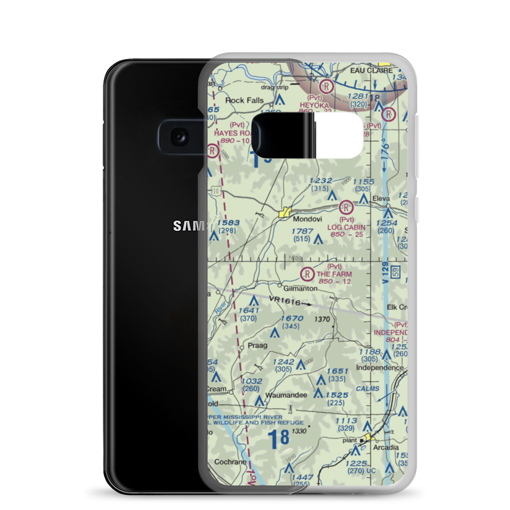 The Farm Airport (94WI) VFR Sectional Samsung Case Samsung Galaxy S10e model shown