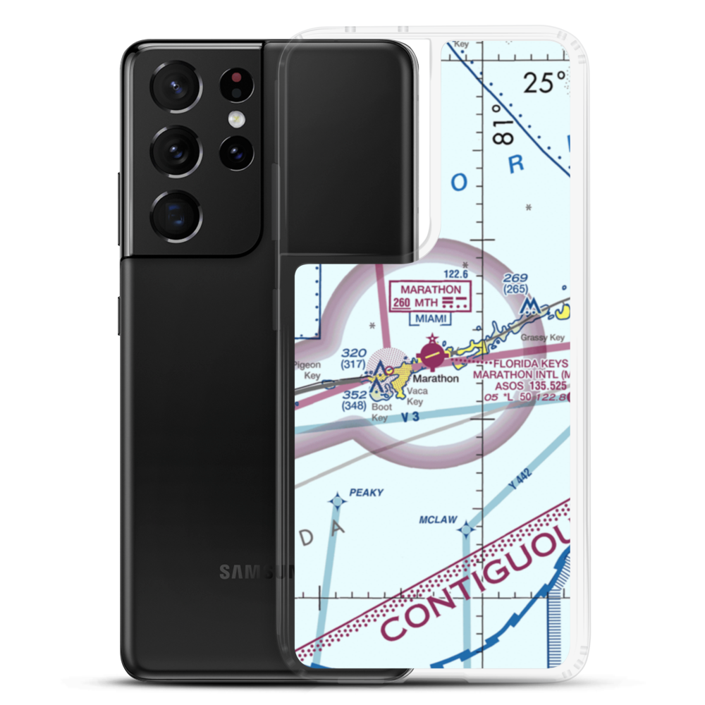 The Florida Keys Marathon Airport (MTH) VFR Sectional Samsung Case Samsung Galaxy S21 Ultra model shown