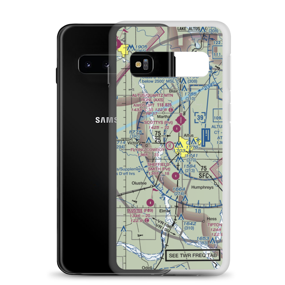 The Flying Cowboy Airport (91OK) VFR Sectional Samsung Case Samsung Galaxy S10 model shown