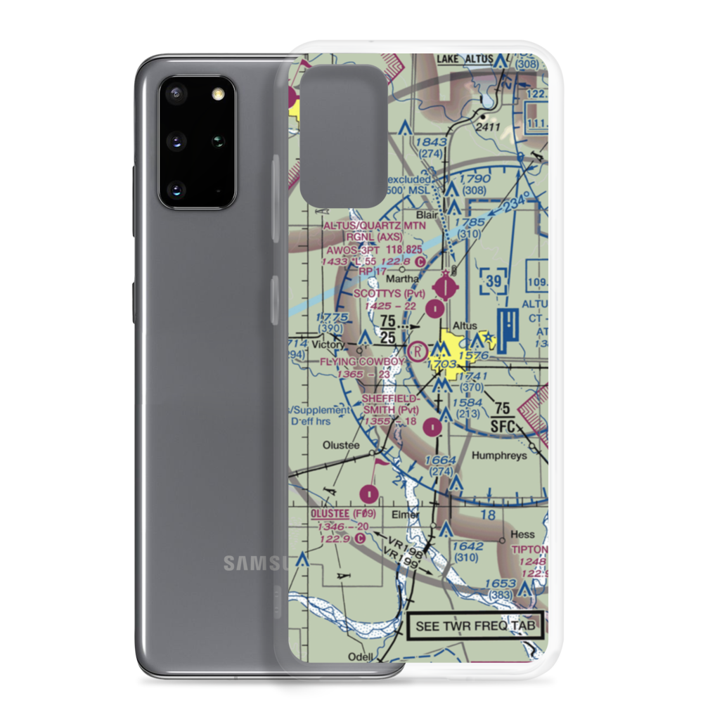 The Flying Cowboy Airport (91OK) VFR Sectional Samsung Case Samsung Galaxy S20 Plus model shown