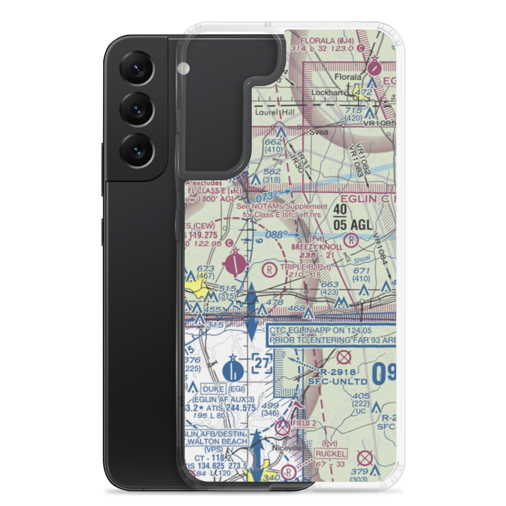 The Funny Farm Airport (FD03) VFR Sectional Samsung Case Samsung Galaxy S22 Plus model shown