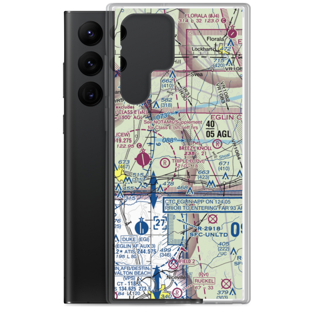 The Funny Farm Airport (FD03) VFR Sectional Samsung Case Samsung Galaxy S22 Ultra model shown