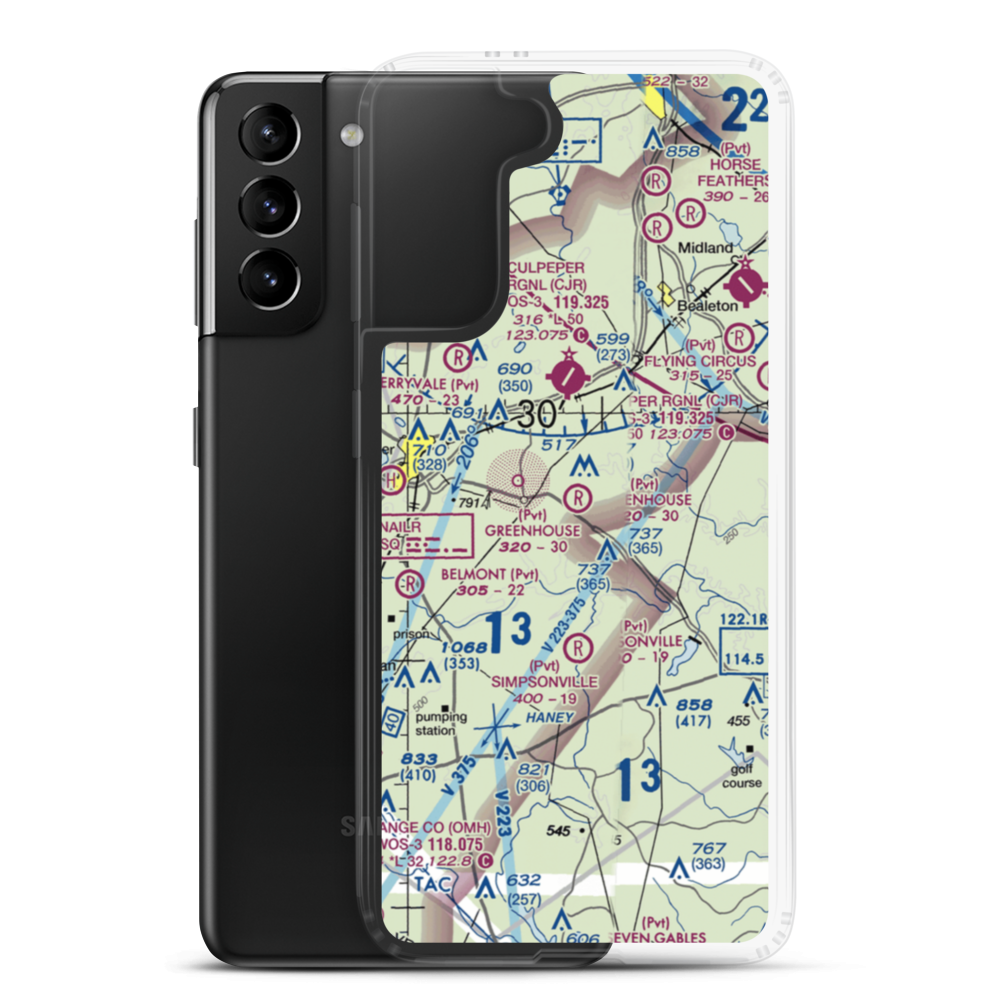 The Greenhouse Airport (02VA) VFR Sectional Samsung Case Samsung Galaxy S21 Plus model shown