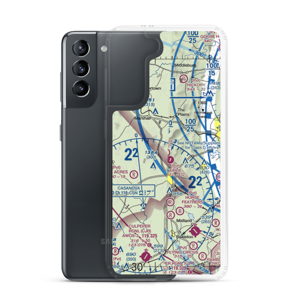 The Meadows Airport (3VA1) VFR Sectional Samsung Case Samsung Galaxy S21 model shown