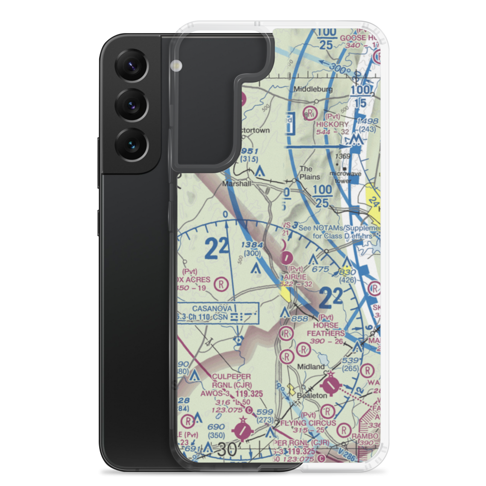 The Meadows Airport (3VA1) VFR Sectional Samsung Case Samsung Galaxy S22 Plus model shown