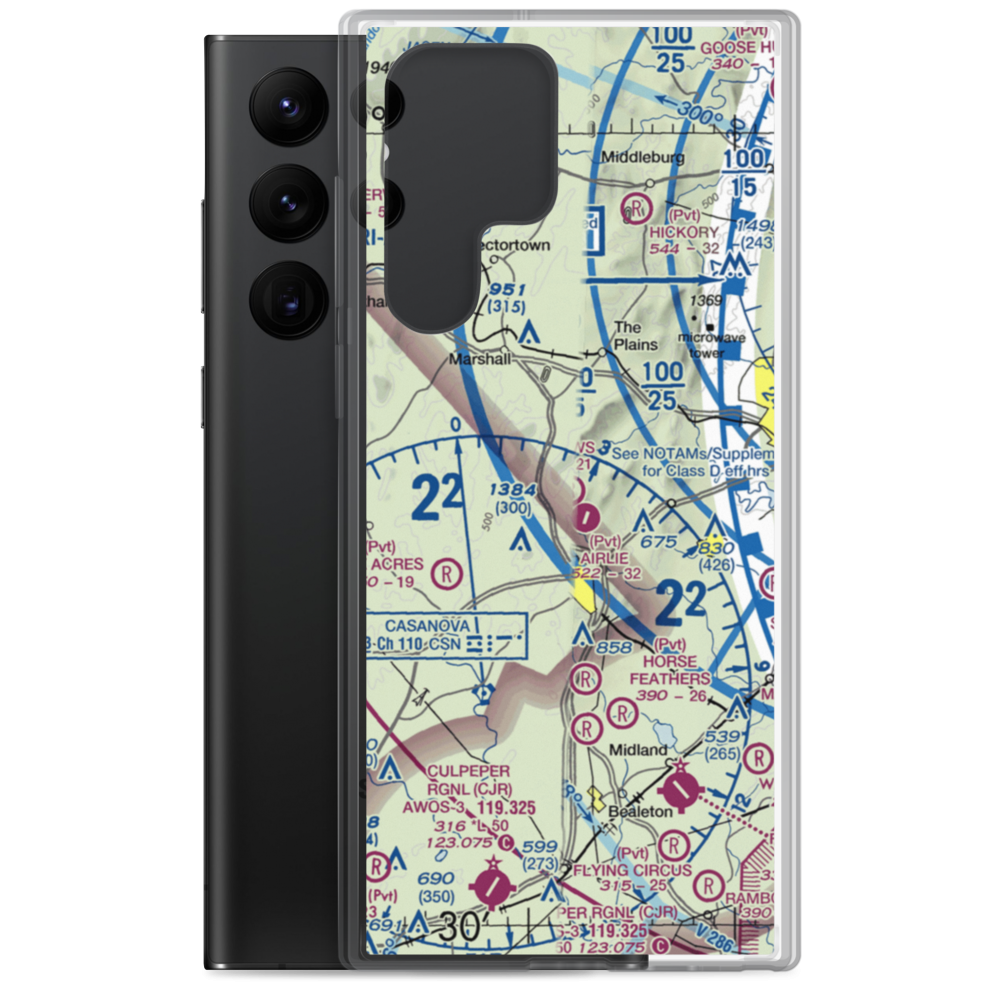 The Meadows Airport (3VA1) VFR Sectional Samsung Case Samsung Galaxy S22 Ultra model shown