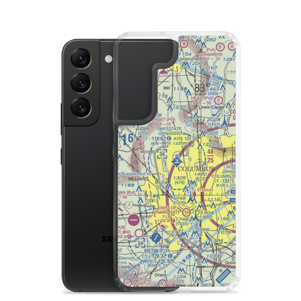 The Ohio State University Airport - Don Scott Field (OSU) VFR Sectional Samsung Case Samsung Galaxy S22 model shown