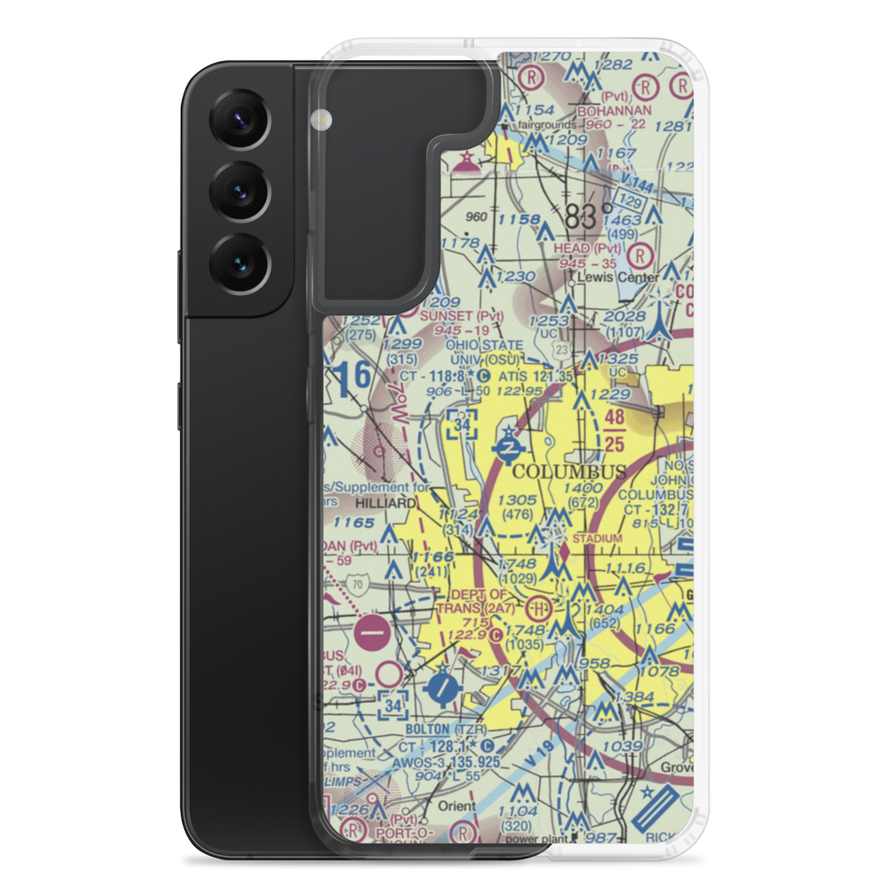 The Ohio State University Airport - Don Scott Field (OSU) VFR Sectional Samsung Case Samsung Galaxy S22 Plus model shown