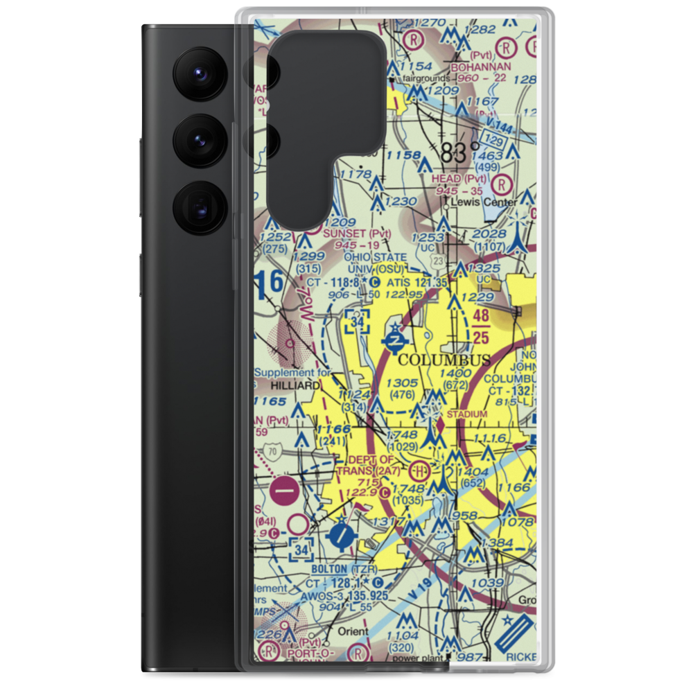 The Ohio State University Airport - Don Scott Field (OSU) VFR Sectional Samsung Case Samsung Galaxy S22 Ultra model shown