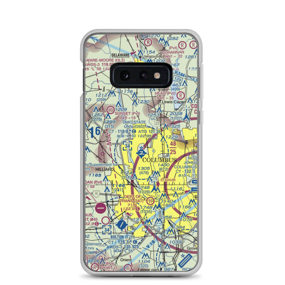 The Ohio State University Airport - Don Scott Field (OSU) VFR Sectional Samsung Case Samsung Galaxy S10e model shown