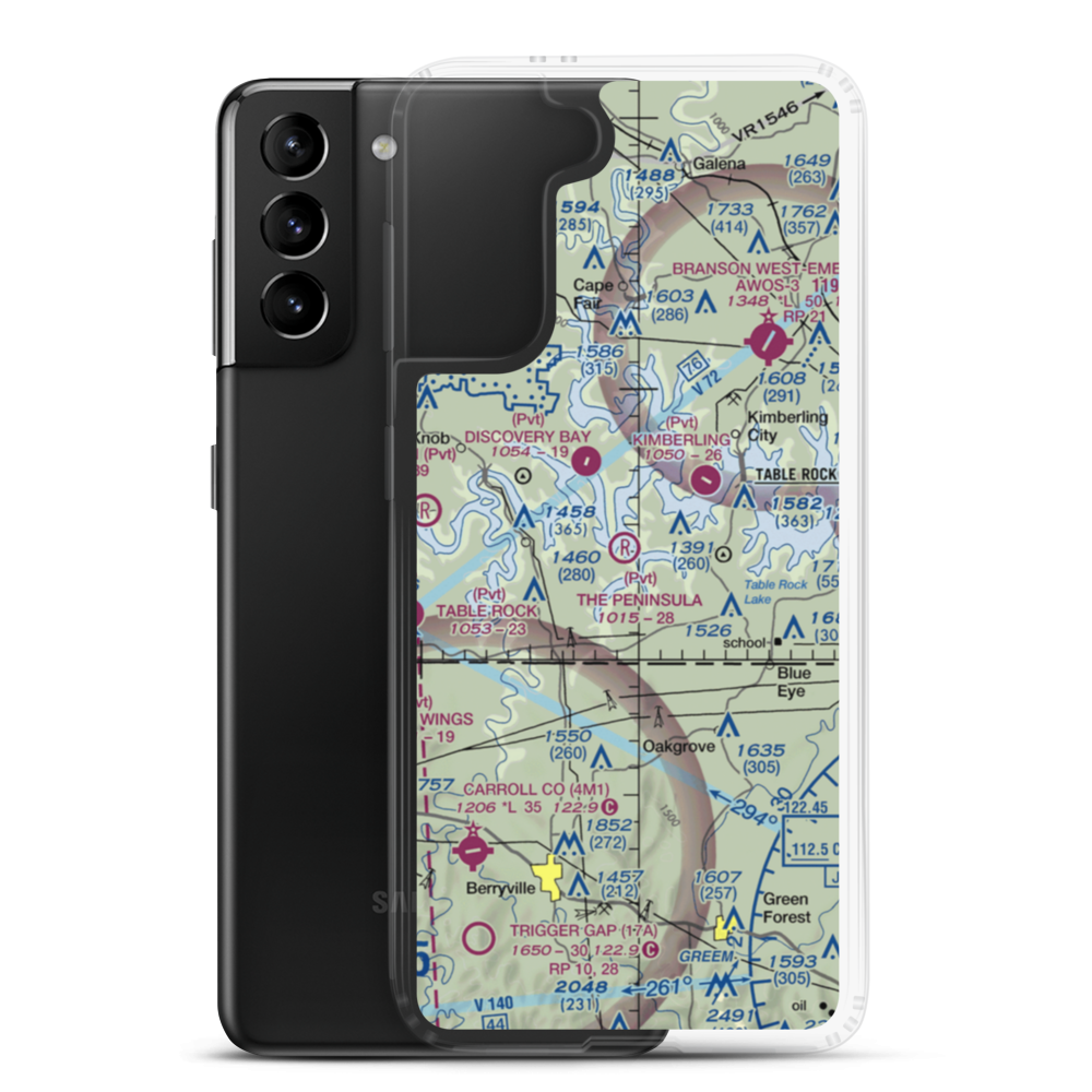 The Peninsula Airport (21MU) VFR Sectional Samsung Case Samsung Galaxy S21 Plus model shown