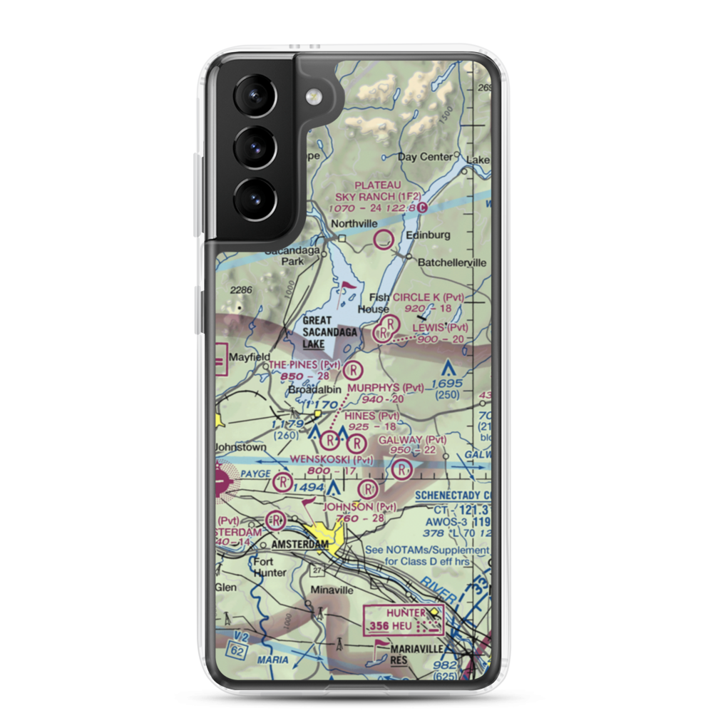 The Pines Airport (NY64) VFR Sectional Samsung Case Samsung Galaxy S21 Plus model shown