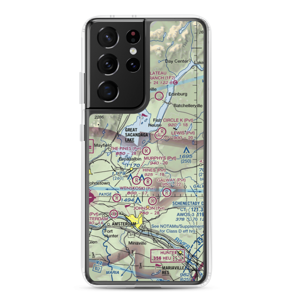 The Pines Airport (NY64) VFR Sectional Samsung Case Samsung Galaxy S21 Ultra model shown