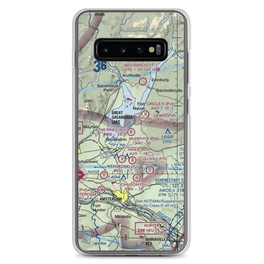 The Pines Airport (NY64) VFR Sectional Samsung Case Samsung Galaxy S10+ model shown