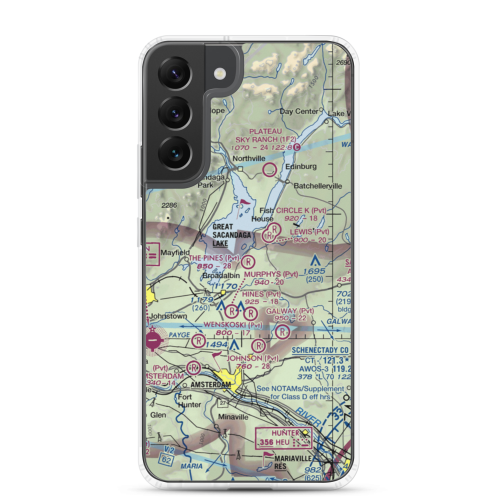 The Pines Airport (NY64) VFR Sectional Samsung Case Samsung Galaxy S22 Plus model shown