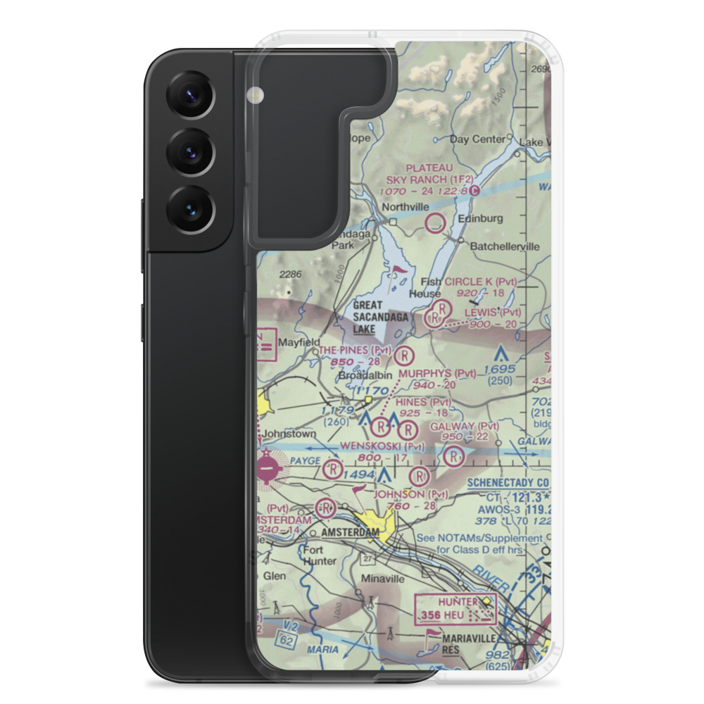 The Pines Airport (NY64) VFR Sectional Samsung Case Samsung Galaxy S22 Plus model shown