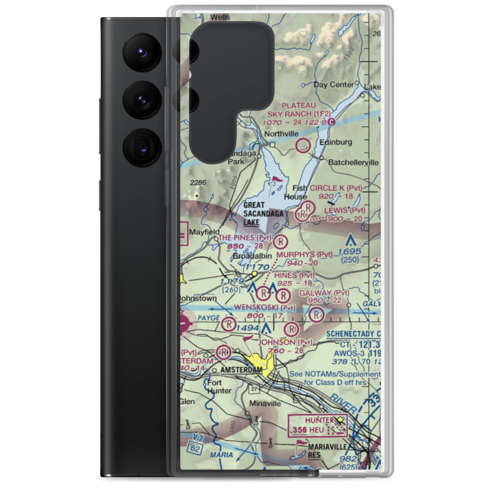 The Pines Airport (NY64) VFR Sectional Samsung Case Samsung Galaxy S22 Ultra model shown