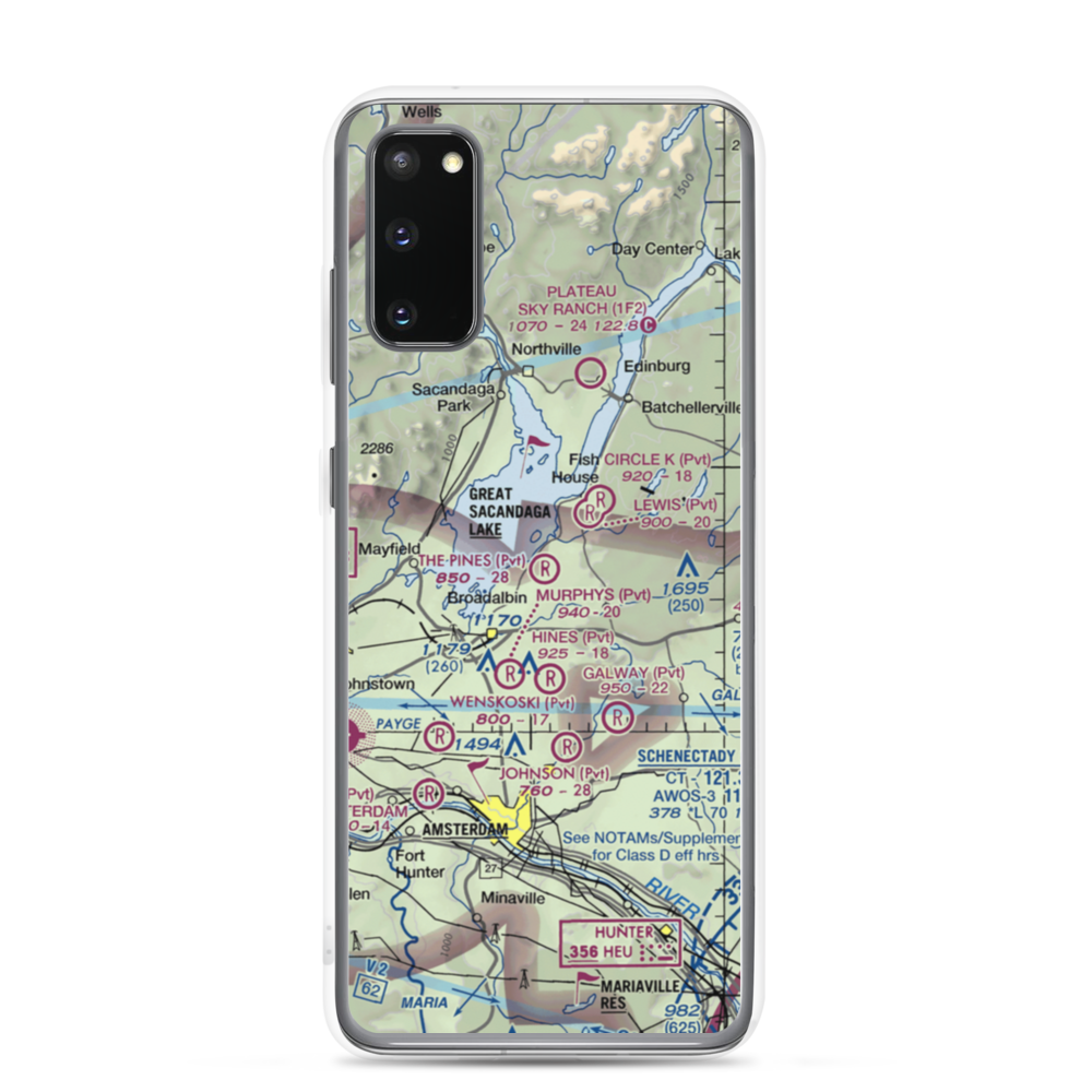 The Pines Airport (NY64) VFR Sectional Samsung Case Samsung Galaxy S20 model shown