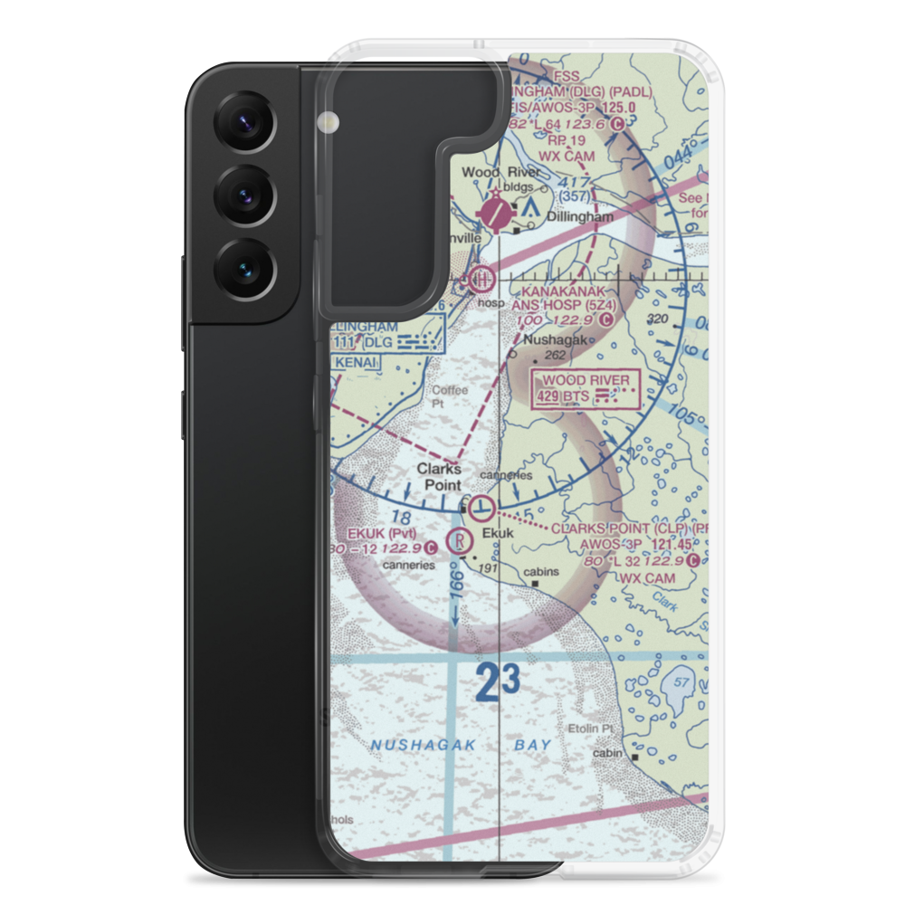 The Queens Airport (93AK) VFR Sectional Samsung Case Samsung Galaxy S22 Plus model shown