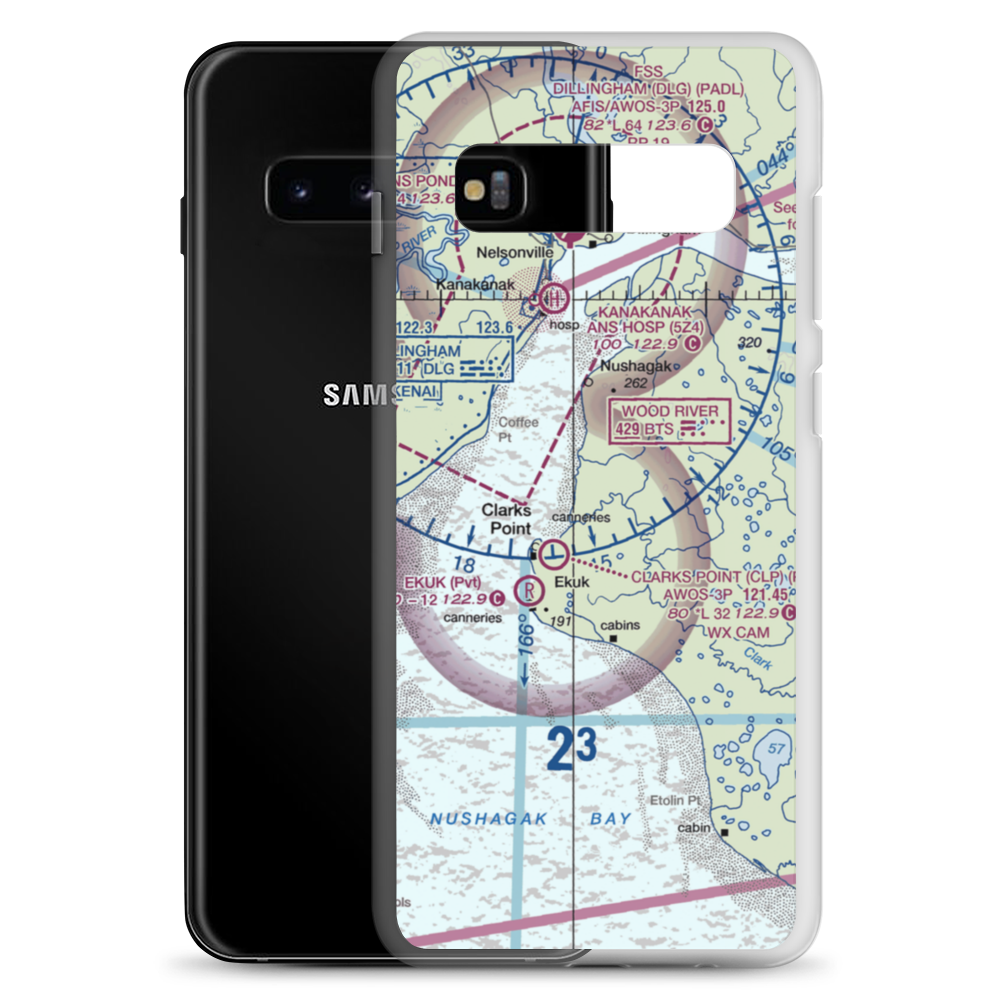 The Queens Airport (93AK) VFR Sectional Samsung Case Samsung Galaxy S10+ model shown