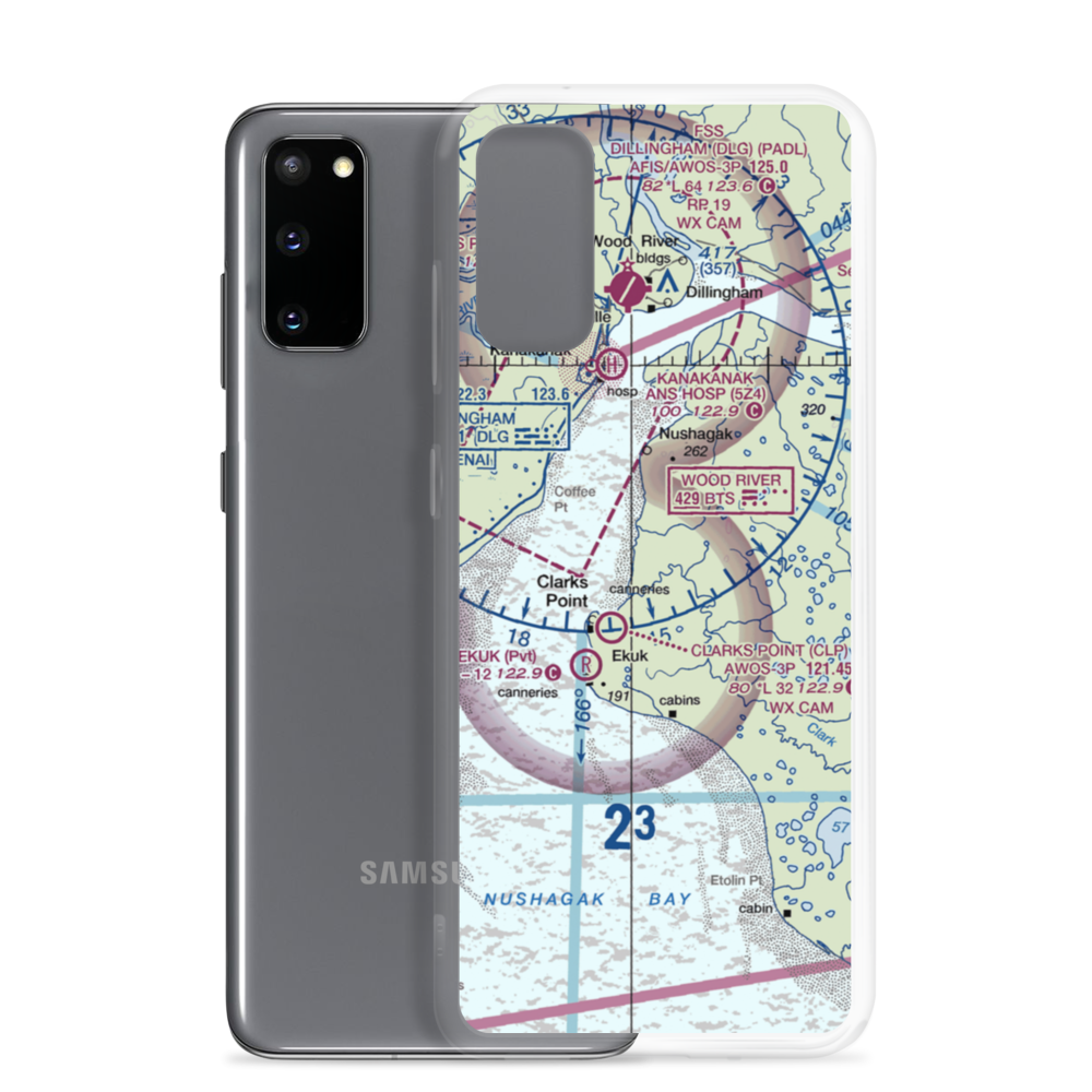 The Queens Airport (93AK) VFR Sectional Samsung Case Samsung Galaxy S20 model shown