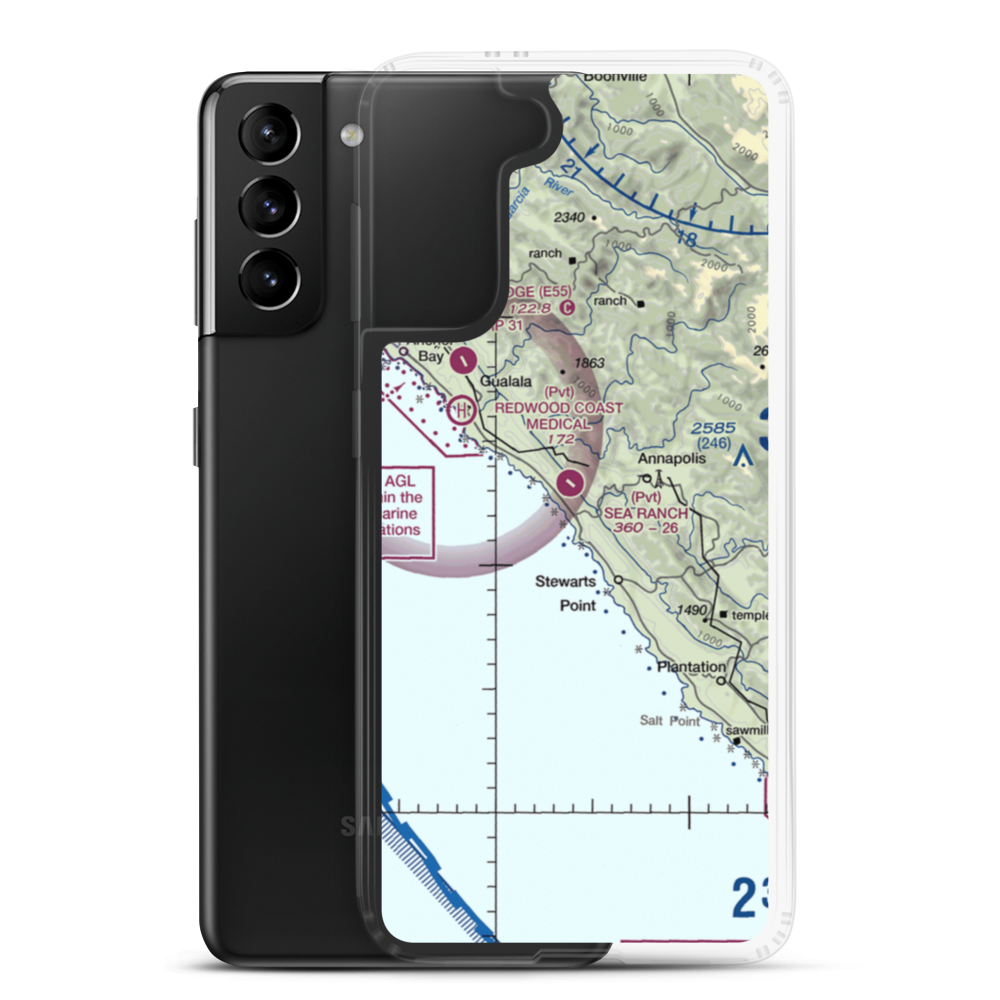 The Sea Ranch Airport (CA51) VFR Sectional Samsung Case Samsung Galaxy S21 Plus model shown