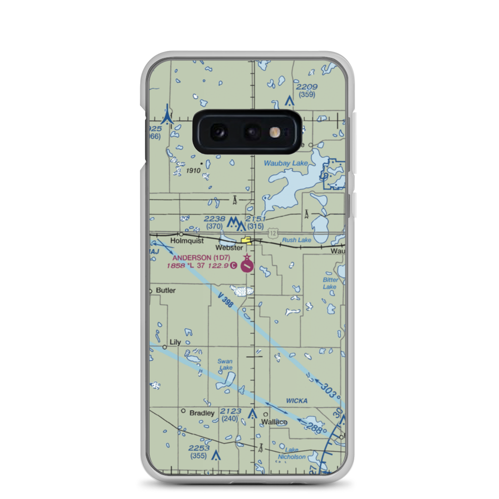 The Sigurd Anderson Airport (1D7) VFR Sectional Samsung Case Samsung Galaxy S10e model shown