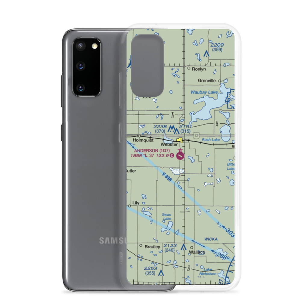 The Sigurd Anderson Airport (1D7) VFR Sectional Samsung Case Samsung Galaxy S20 model shown