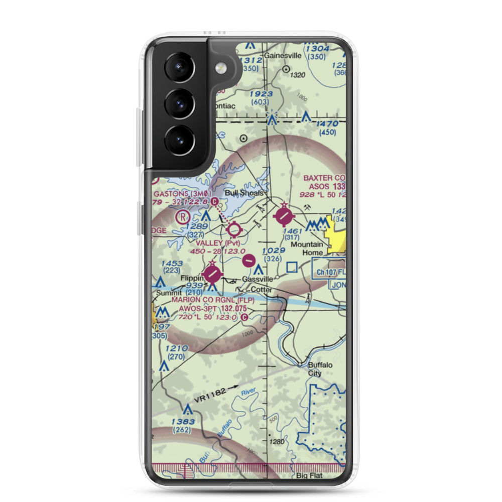 The Valley Airport (61AR) VFR Sectional Samsung Case Samsung Galaxy S21 Plus model shown