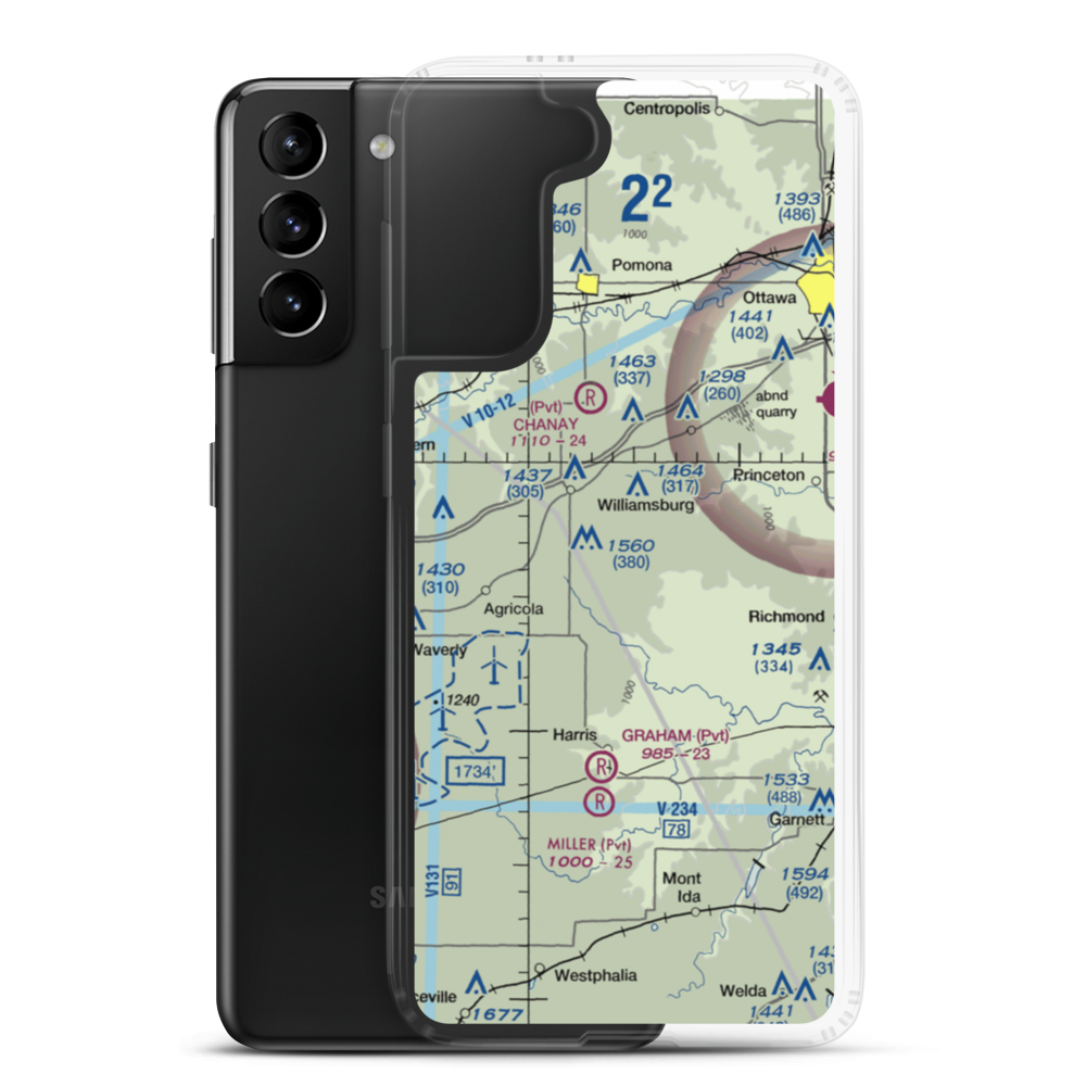 The Wilderness Airport (8KS9) VFR Sectional Samsung Case Samsung Galaxy S21 Plus model shown