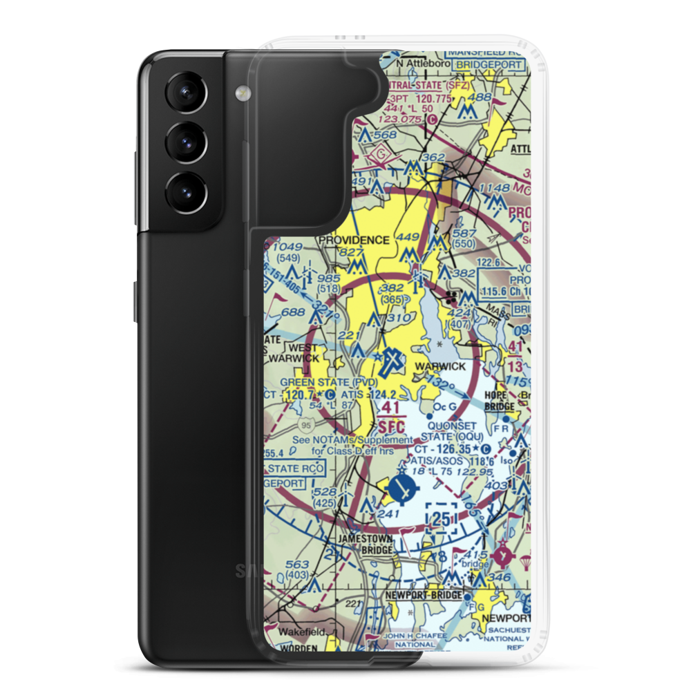 Theodore Francis Green State Airport (PVD) VFR Sectional Samsung Case Samsung Galaxy S21 Plus model shown