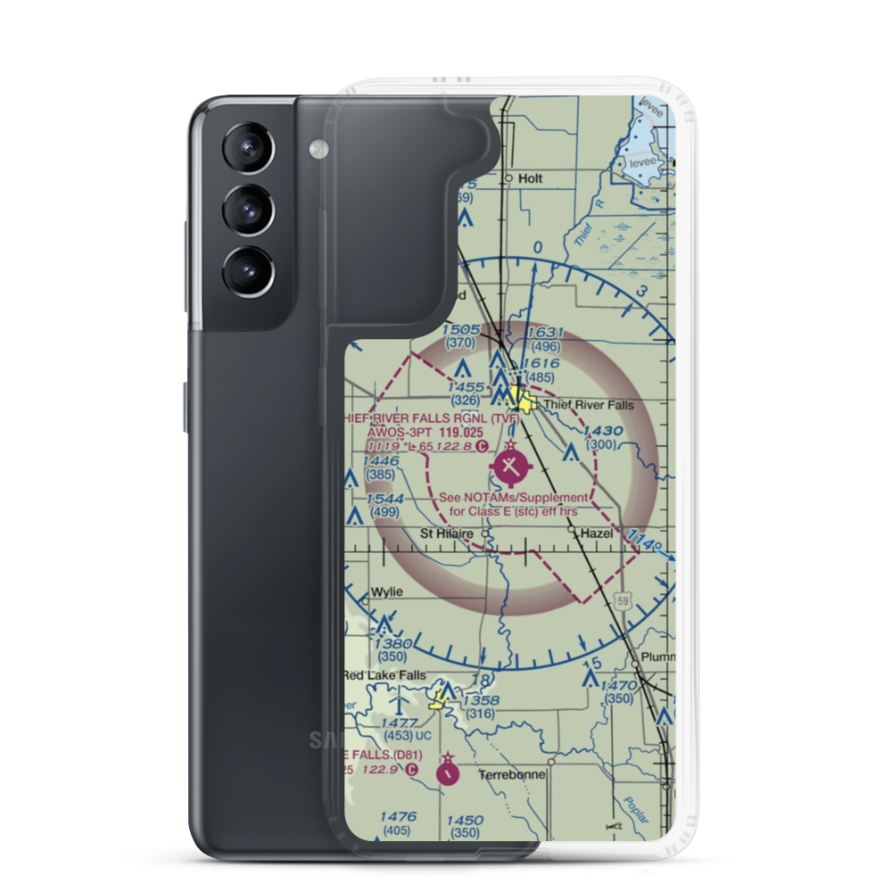 Thief River Falls Regional Airport (TVF) VFR Sectional Samsung Case Samsung Galaxy S21 model shown