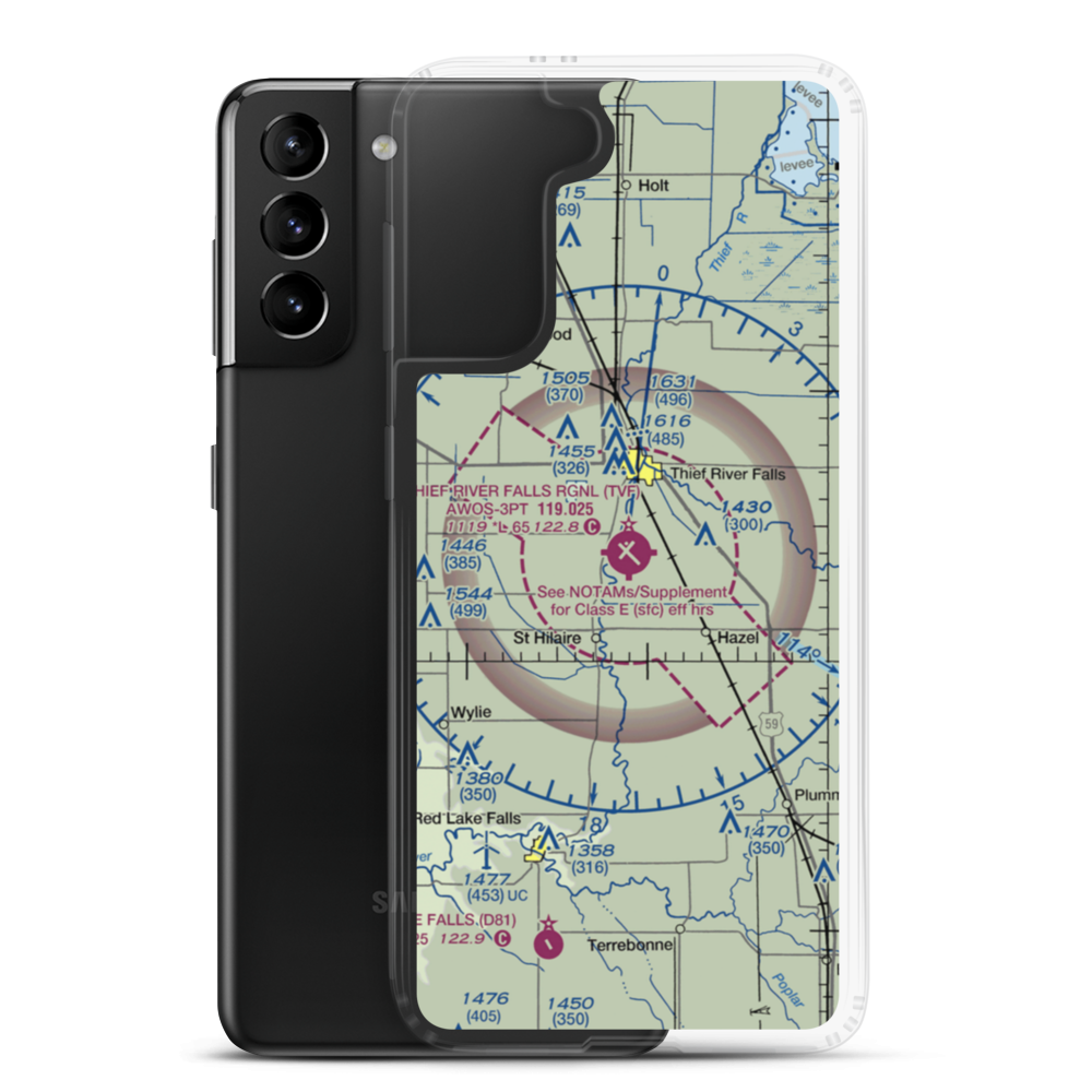 Thief River Falls Regional Airport (TVF) VFR Sectional Samsung Case Samsung Galaxy S21 Plus model shown