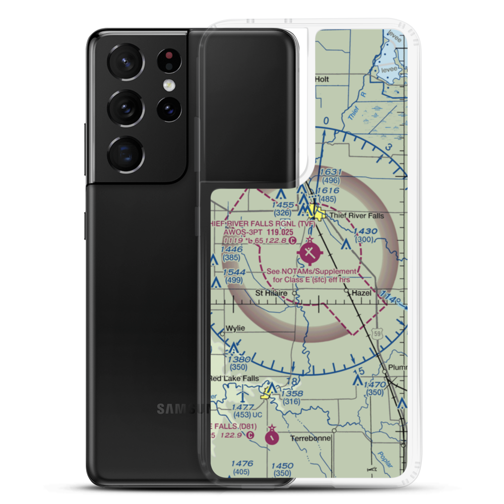Thief River Falls Regional Airport (TVF) VFR Sectional Samsung Case Samsung Galaxy S21 Ultra model shown