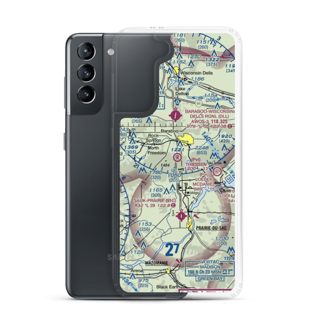 Thiessen Field (34WI) VFR Sectional Samsung Case Samsung Galaxy S21 model shown
