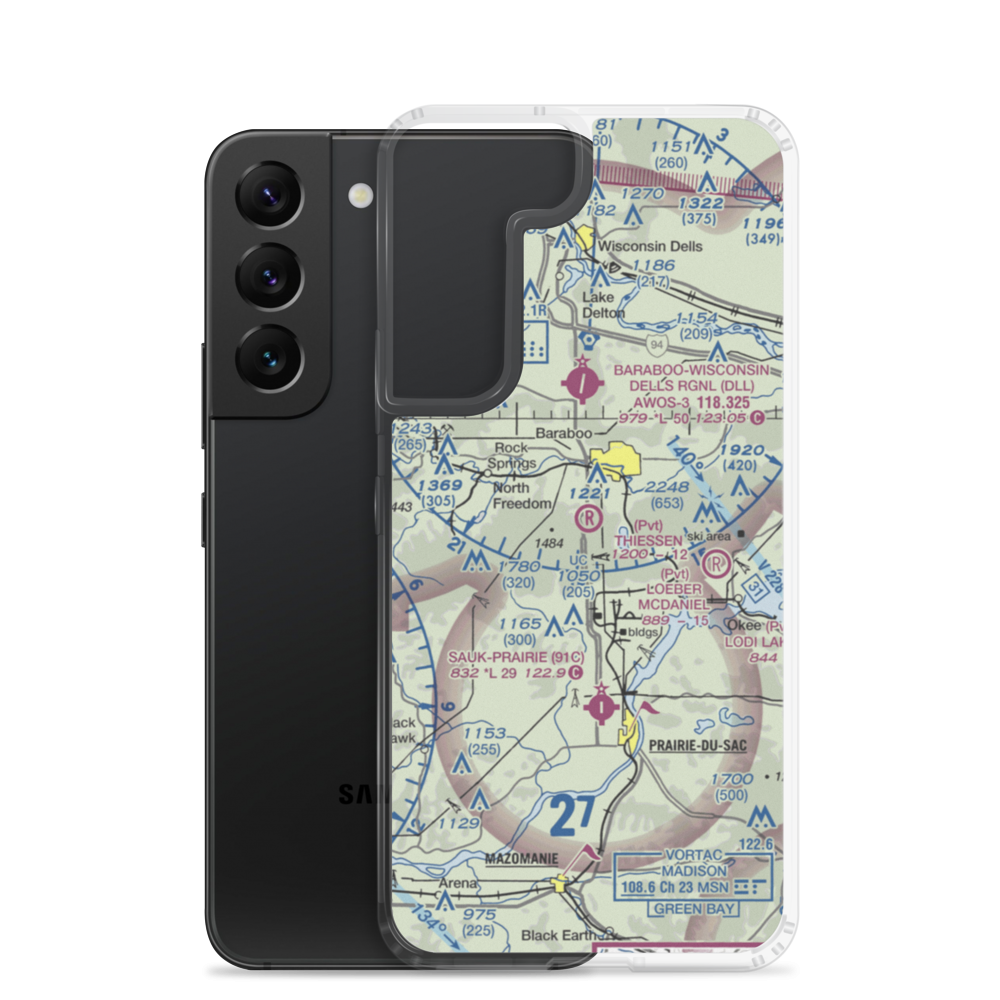 Thiessen Field (34WI) VFR Sectional Samsung Case Samsung Galaxy S22 model shown