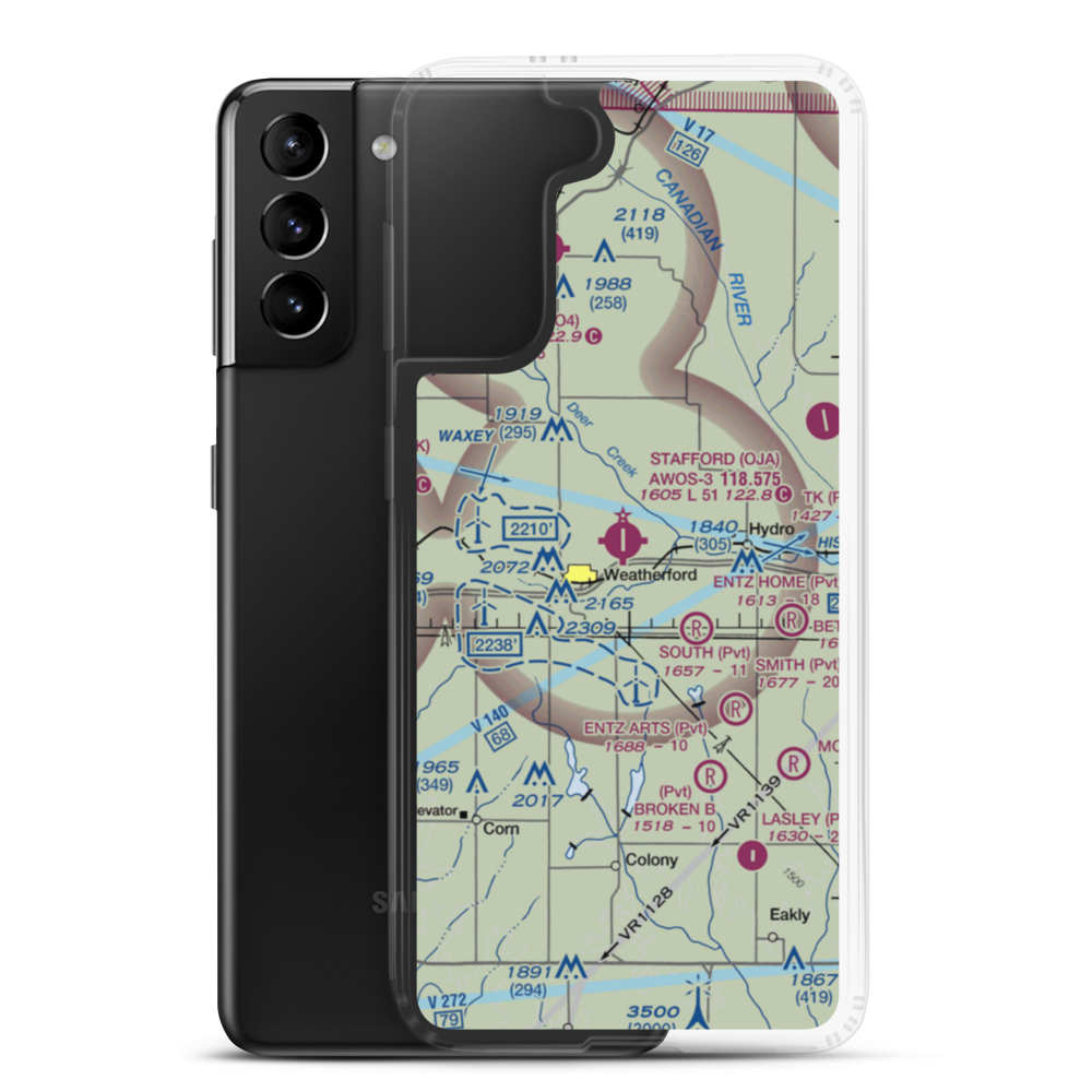 Thomas P Stafford Airport (OJA) VFR Sectional Samsung Case Samsung Galaxy S21 Plus model shown