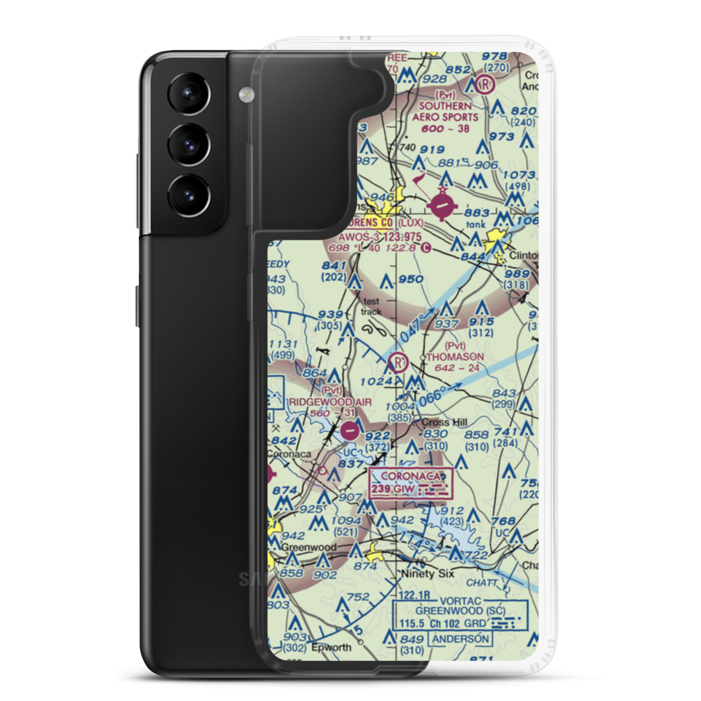 Thomason Airfield (SC56) VFR Sectional Samsung Case Samsung Galaxy S21 Plus model shown