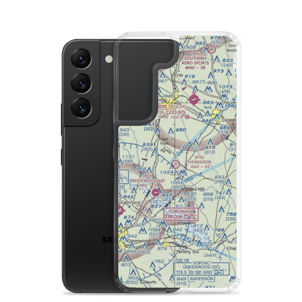 Thomason Airfield (SC56) VFR Sectional Samsung Case Samsung Galaxy S22 model shown