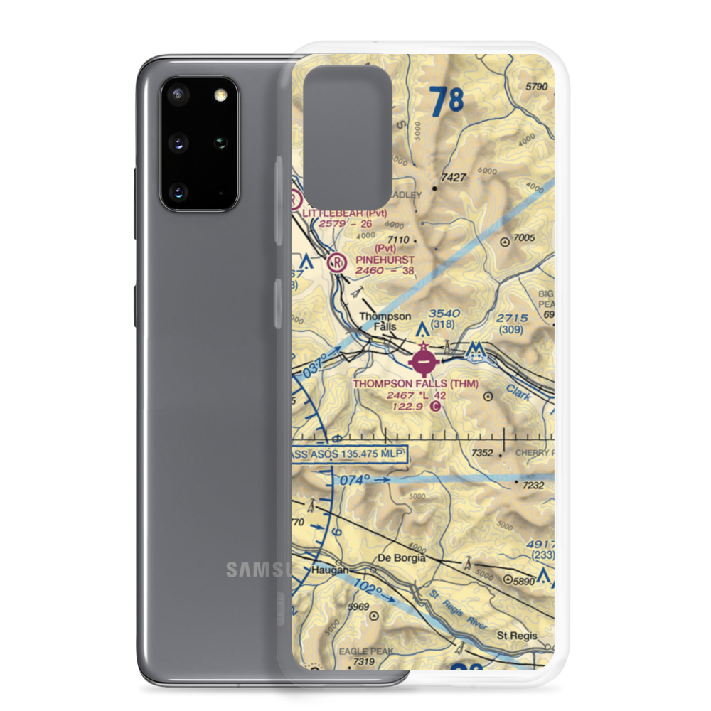 Thompson Falls Airport (THM) VFR Sectional Samsung Case Samsung Galaxy S20 Plus model shown