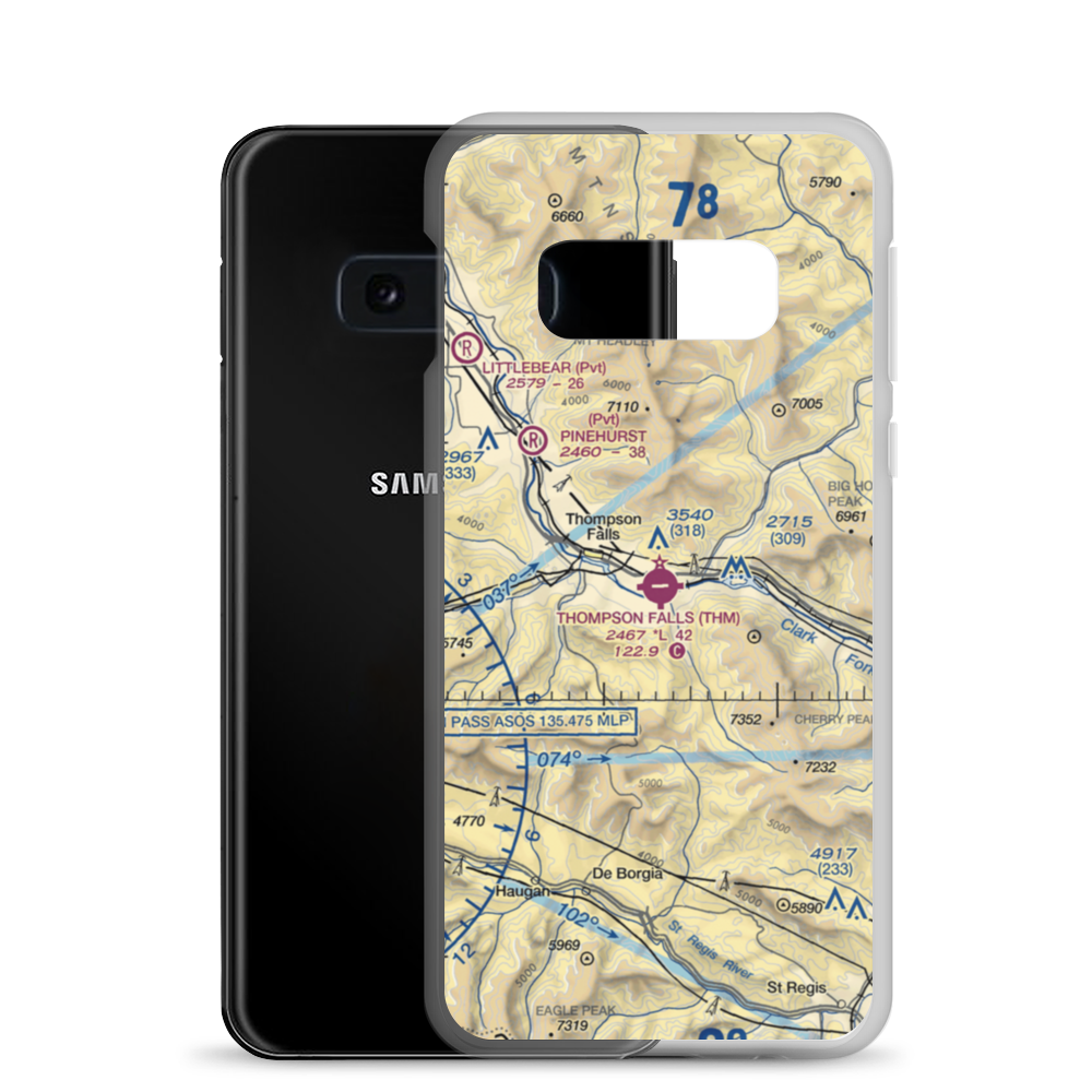 Thompson Falls Airport (THM) VFR Sectional Samsung Case Samsung Galaxy S10e model shown