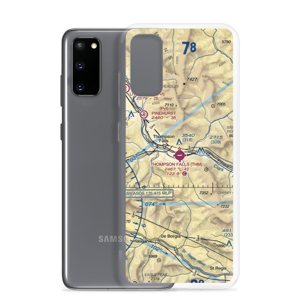 Thompson Falls Airport (THM) VFR Sectional Samsung Case Samsung Galaxy S20 model shown