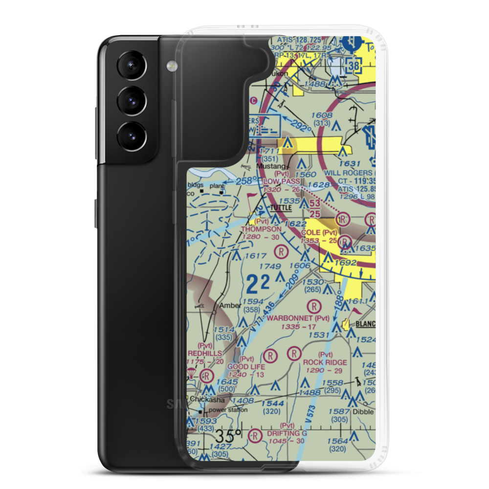 Thompson Private Airport (53OK) VFR Sectional Samsung Case Samsung Galaxy S21 Plus model shown
