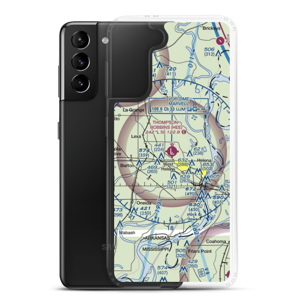Thompson-Robbins Airport (HEE) VFR Sectional Samsung Case Samsung Galaxy S21 Plus model shown