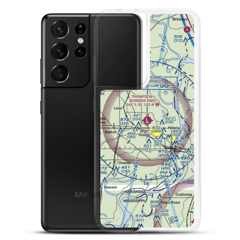 Thompson-Robbins Airport (HEE) VFR Sectional Samsung Case Samsung Galaxy S21 Ultra model shown