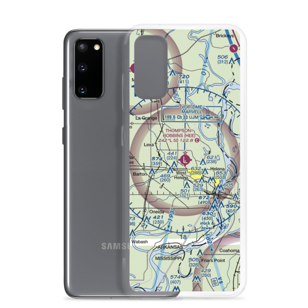 Thompson-Robbins Airport (HEE) VFR Sectional Samsung Case Samsung Galaxy S20 model shown