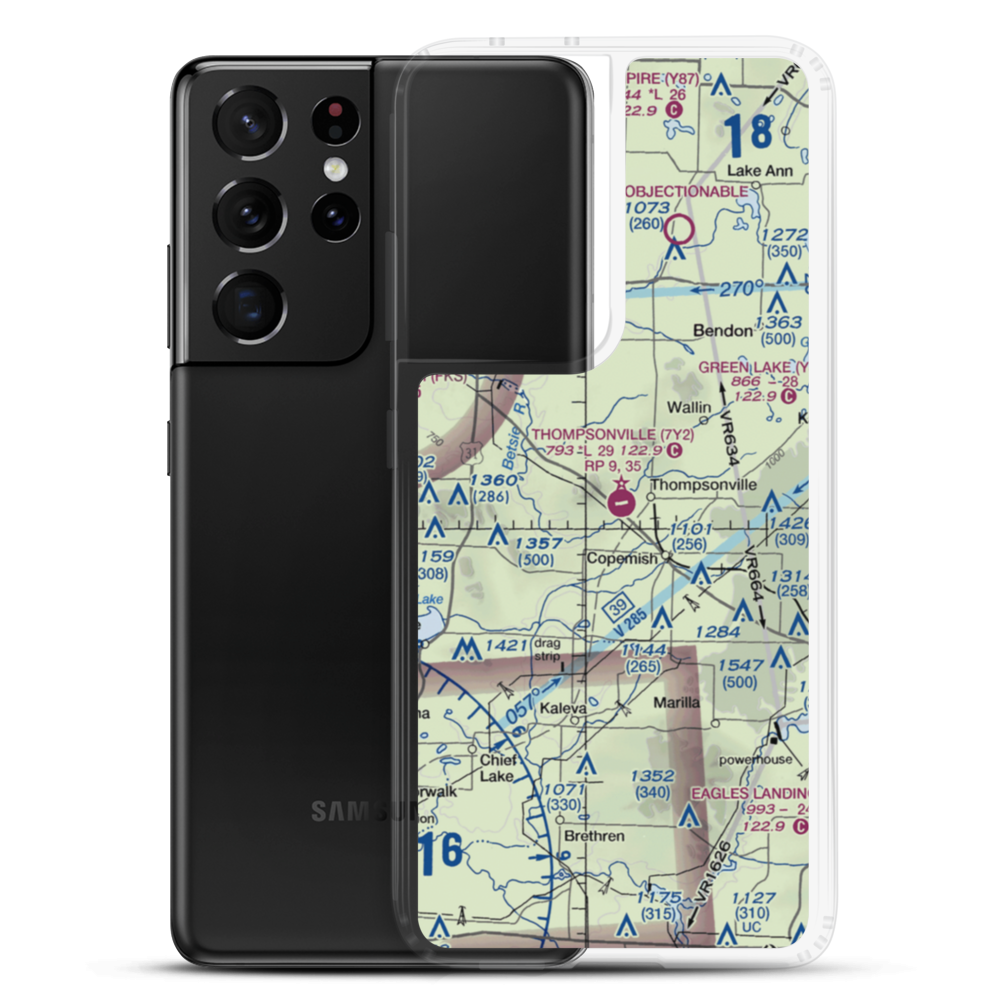 Thompsonville Airport (7Y2) VFR Sectional Samsung Case Samsung Galaxy S21 Ultra model shown