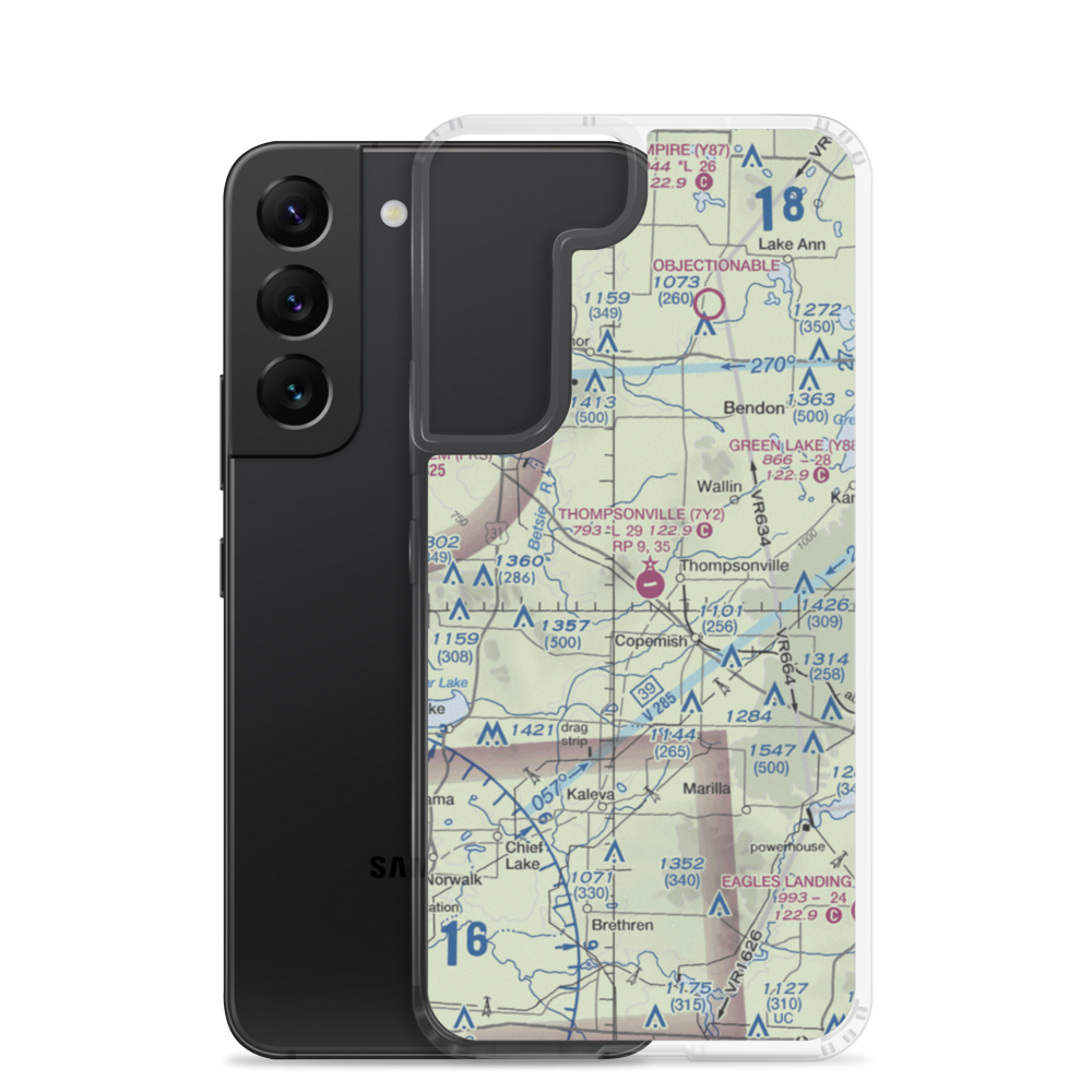 Thompsonville Airport (7Y2) VFR Sectional Samsung Case Samsung Galaxy S22 model shown