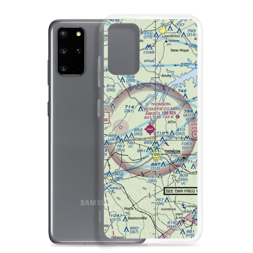 Thomson-McDuffie County Airport (HQU) VFR Sectional Samsung Case Samsung Galaxy S20 Plus model shown